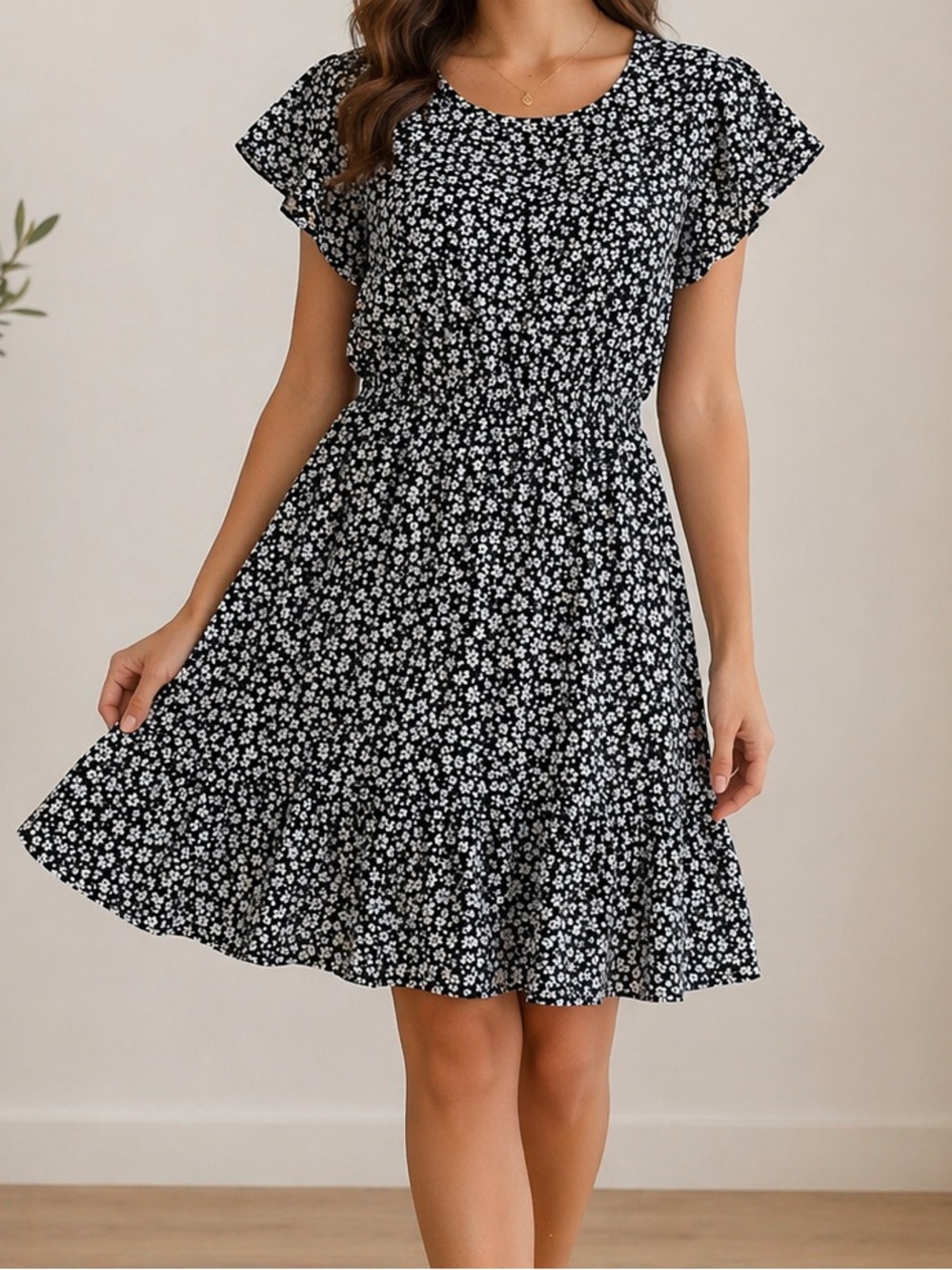Passport Black and White Floral Mini Dress